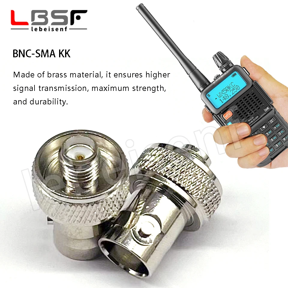 BNCK/SMAK round copper coaxial RF intercom adapter nickel plated BNC female to SMA.