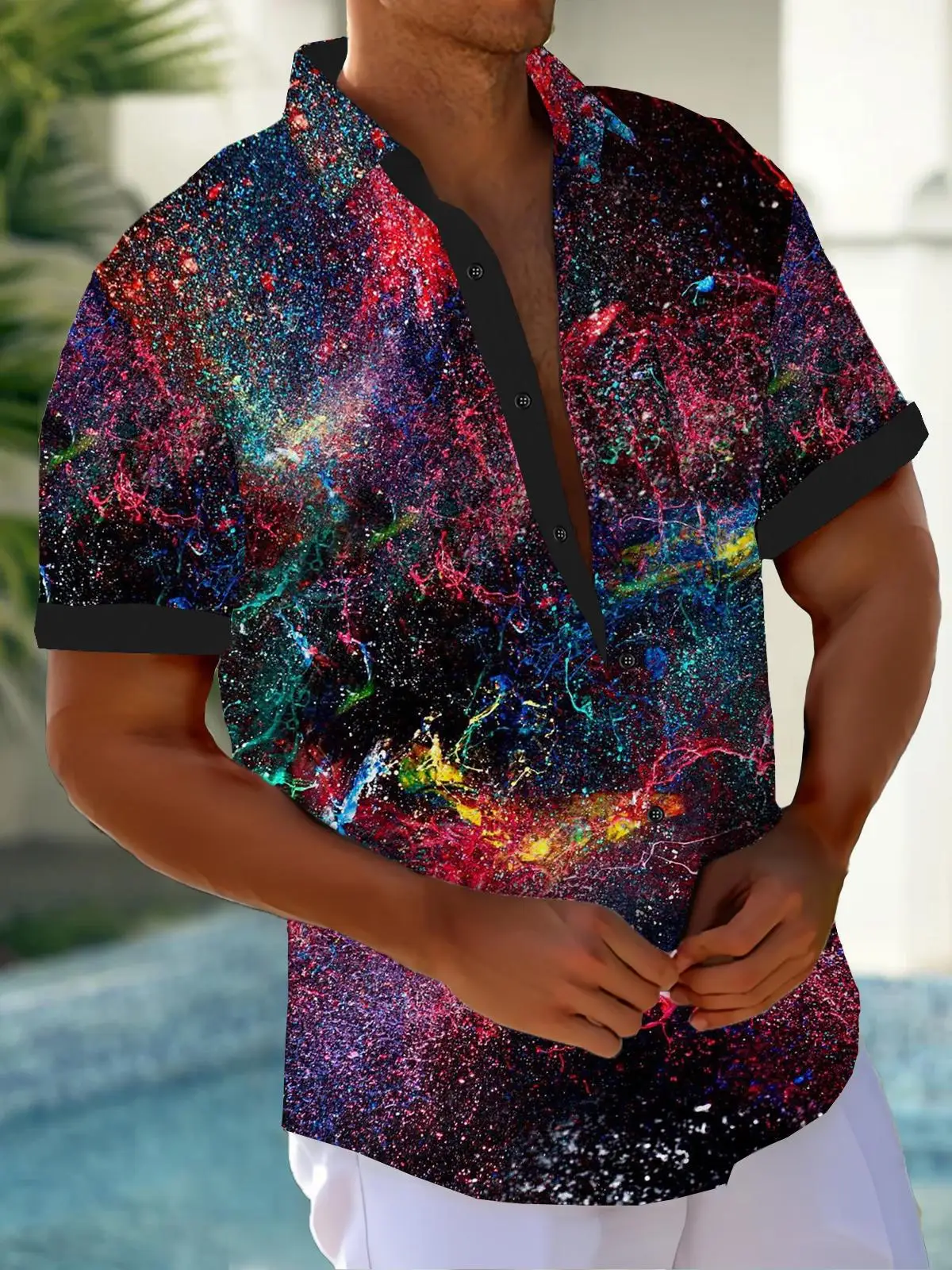 New Hawaii Spring/Summer Fashion Leisure Street Walk Tourist Beach Printed Full Open Short Sleeve Button Shirt, Quick Shipping