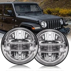 7 Inch Led Headlights 24v Daytime Running Lights With Turn On Angel Eyes For Jeep Wrangler Lada Niva4x4 Accessories Off Road