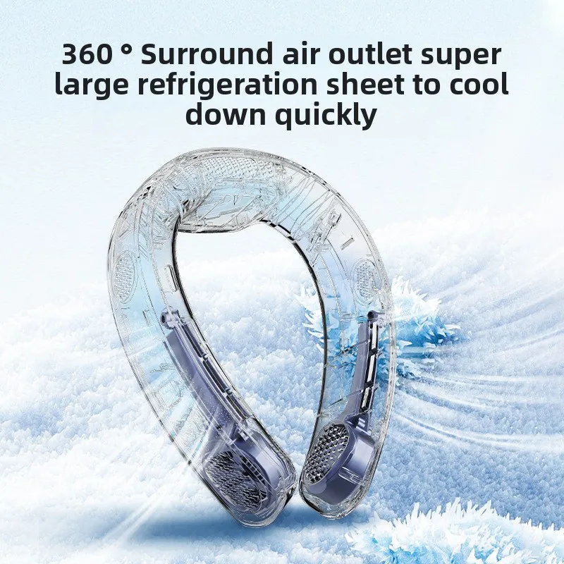 Ventilateur suspendu au cou de refroidissement à semi-conducteur amélioré, nouveau modèle 2025, avec affichage numérique intelligent USB à double usage et ventilateur sans lame