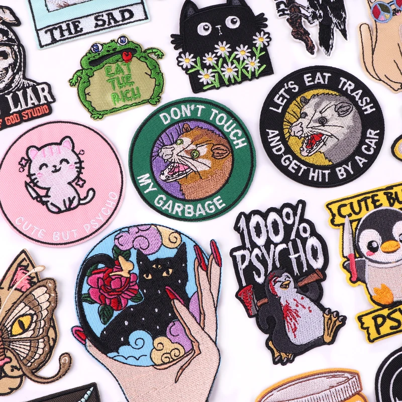 Cartoon/Animal Embroidered Patches Cat Patch Jackets Sew Applique Iron On Patches For Clothing thermoadhesive Patches On Clothes