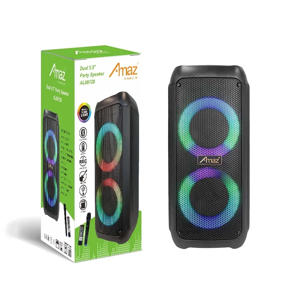 

AMAZ Factory direct sales Double 8 inch portable speaker party speakers with JBLs light