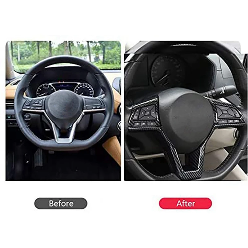 10X Carbon Fiber Steering Wheel Decoration Cover Frame Trim For Nissan Rogue Altima Sentra Kicks LEAF Versa Accessories