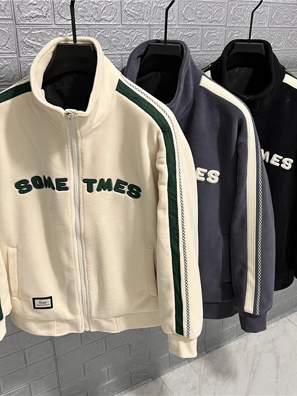 

Мужская бейсбольная куртка из оливкового вельвета, осенне-зимняя новинка, молодежная, с воротником-стойкой, теплая верхняя одежда, модный цветной блок, трендовый топ