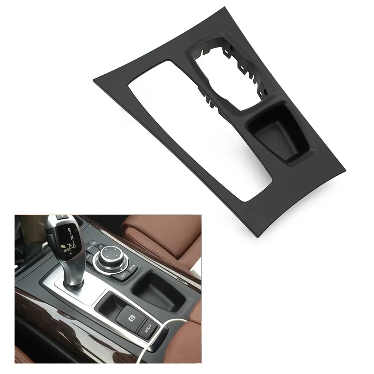 Ingenious سيارة وحدة التحكم المركزية صندوق التروس التحول غطاء لوحة الكسوة لسيارات BMW X5 E70 X6 E71 E72 2007-2013 51169164485   الموديل B LHDمتين