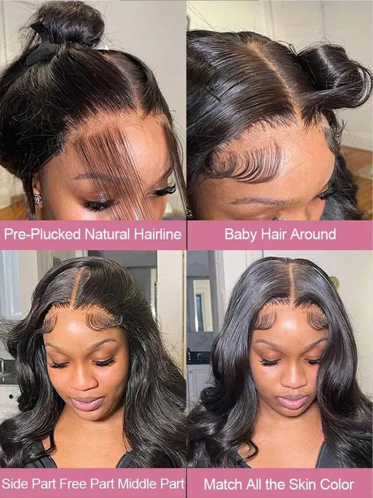 42 بوصة الجسم موجة الدانتيل الجبهة الباروكات الشعر البشري للنساء 13*6 HD الدانتيل الشفاف شعر مستعار أمامي اللون الأسود الطبيعي 250% الكثافة