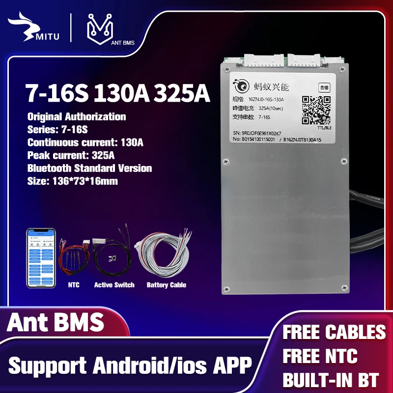 

T Smart ANT BmS 7S 16S 130A 325A 8S 9S 10S 11S 12S 13S 14S 15S 24V 36V 48V 60V 72V Lifepo4 li-ion LTO aplicación Bluetooth