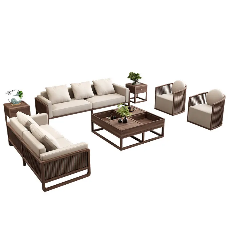 

CX New Chinese Solid Wood Living Room Sofa Combination Song Style Aesthetic Zen Furniture