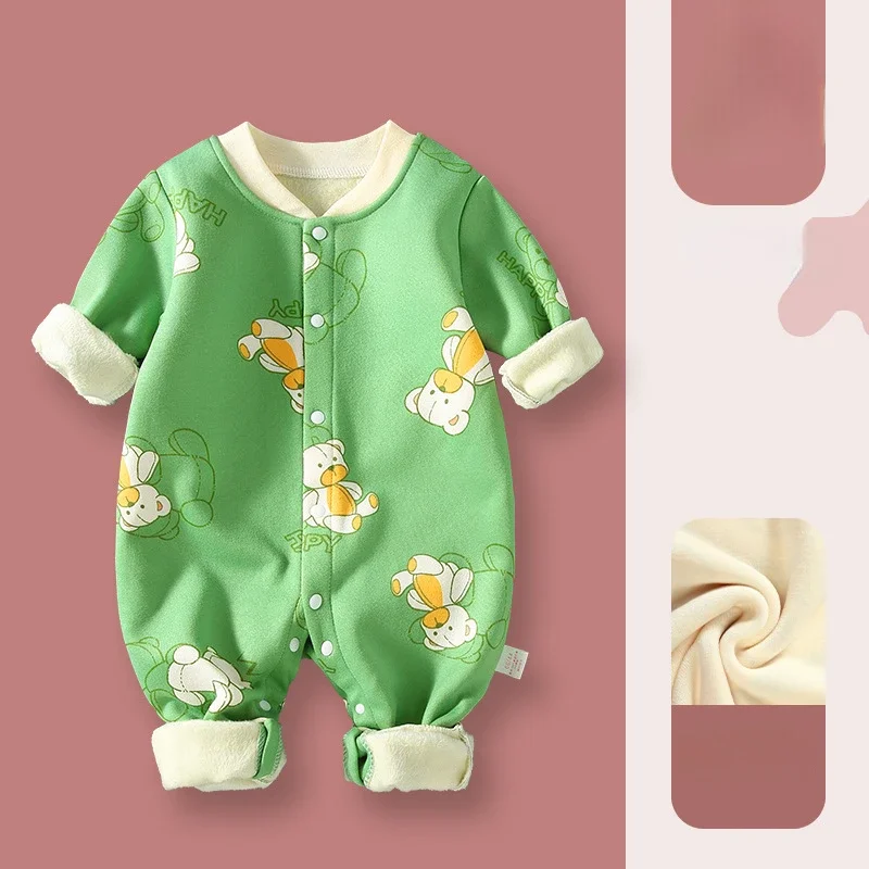 아기옷 Baby Clothing Newborn Baby Jumpsuit Autumn Winter Plush Boy Girl Jumpsuits Warmth One-Pieces Baby Girl Clothes Ropa Bebe