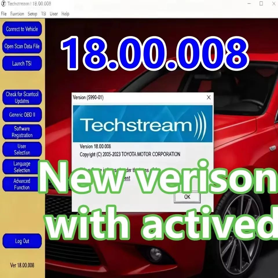 Hot Selling Techstream V18.00.008 Full System Auto Diagnostic Software Fit For MINI VCI OBD2 Cable