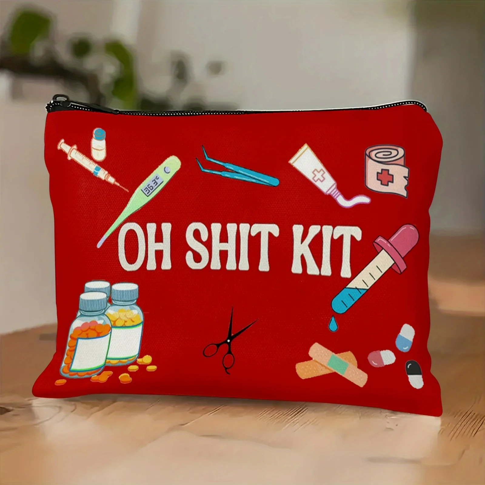 A OH SHIT KIT Makeup Bag - Women's Cute Multi-Functional Zipper Bag, Jewelry Storage Bag