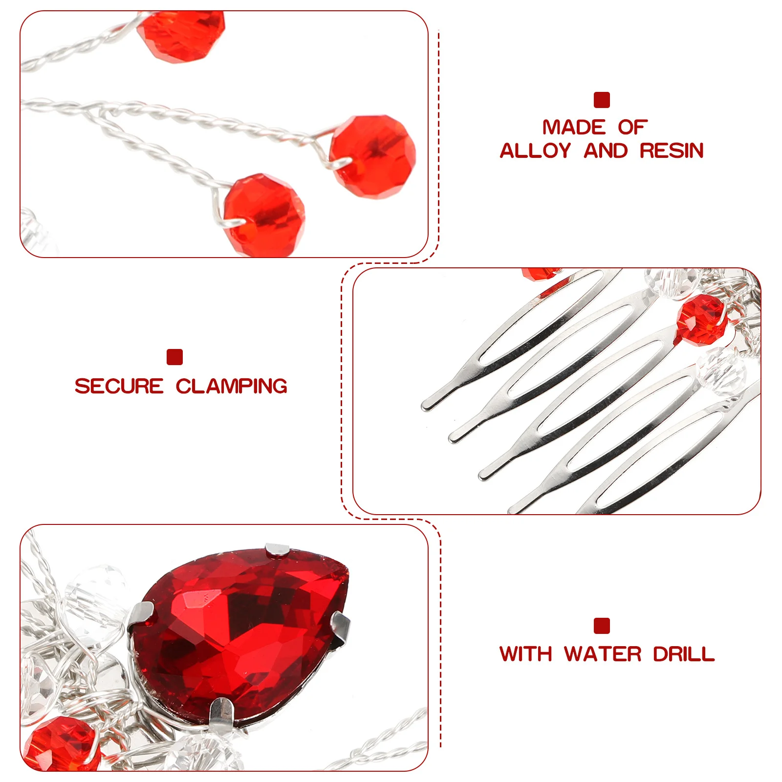 

Rhinestone Hair Comb Clip Women Bridal Accessory Exquisite Rhinestone Design Durable Material Easy to Use Hold Hair Firmly