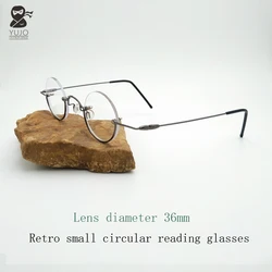 vintage small round half rimmed anti blue light reading glasses retro circular framelesspresbyopia prescription optical eyeglass