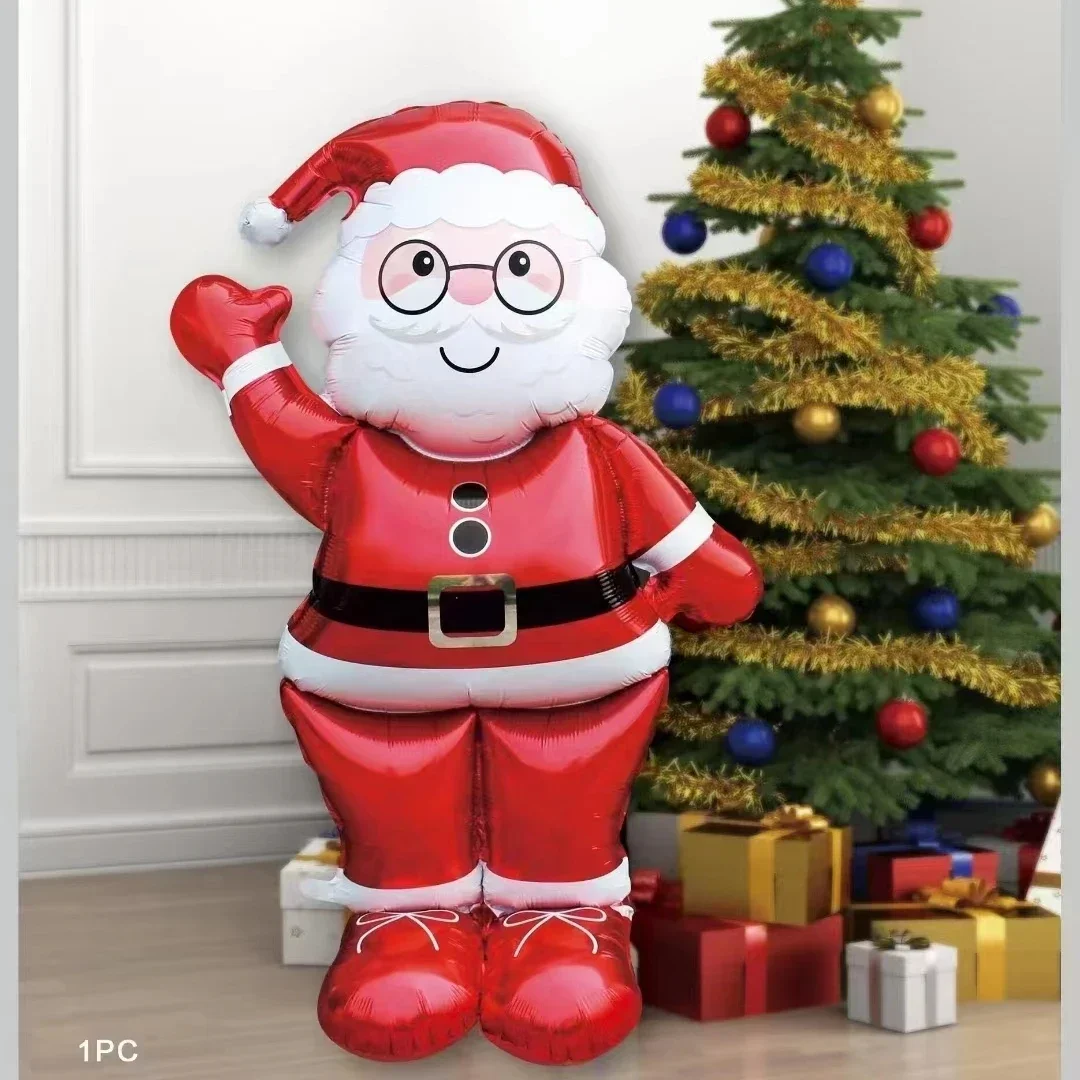 Globo de aluminio de Papá Noel de pie Extra grande, decoración para fiesta navideña, suministros de cumpleaños de Año Nuevo, regalo de Pascua, 1 ud.