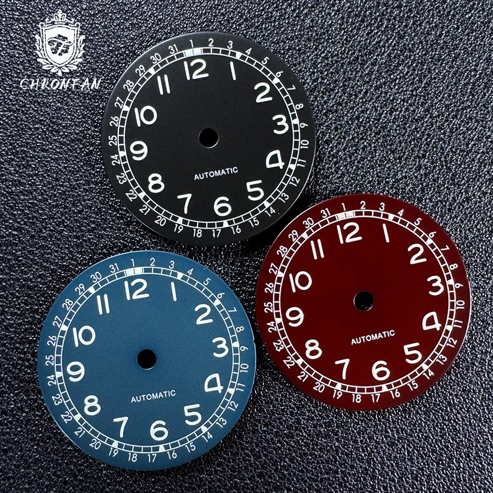 Nologo Pilot 28.5mm Military Field Dial White Arabic numerals Markings C3 spure lume SKX NH35A NH34A PT ETA MIYOTA Watch parth