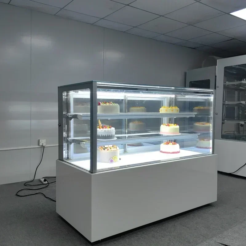 Small Tabletop Cake Cabinet, Glass Door Display Cooler with Light Emitting Diode, Suitable for Supermarkets and Stores