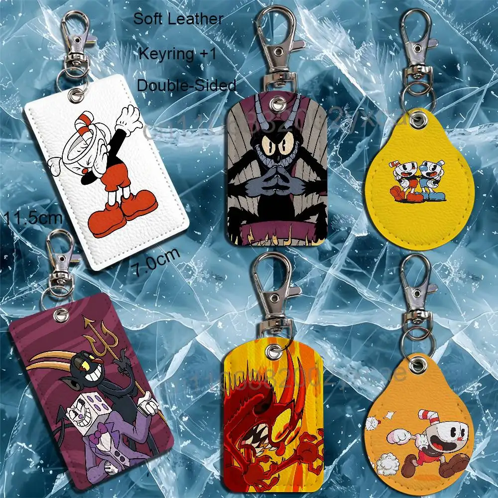 Tarjetero de cuero con diseño de personajes de videojuegos, memes, Devil Cuphead, dibujos animados, películas, cantantes, juegos, anime, para guardar tarjetas de identificación, tarjetas de acceso y tarjetas de metro