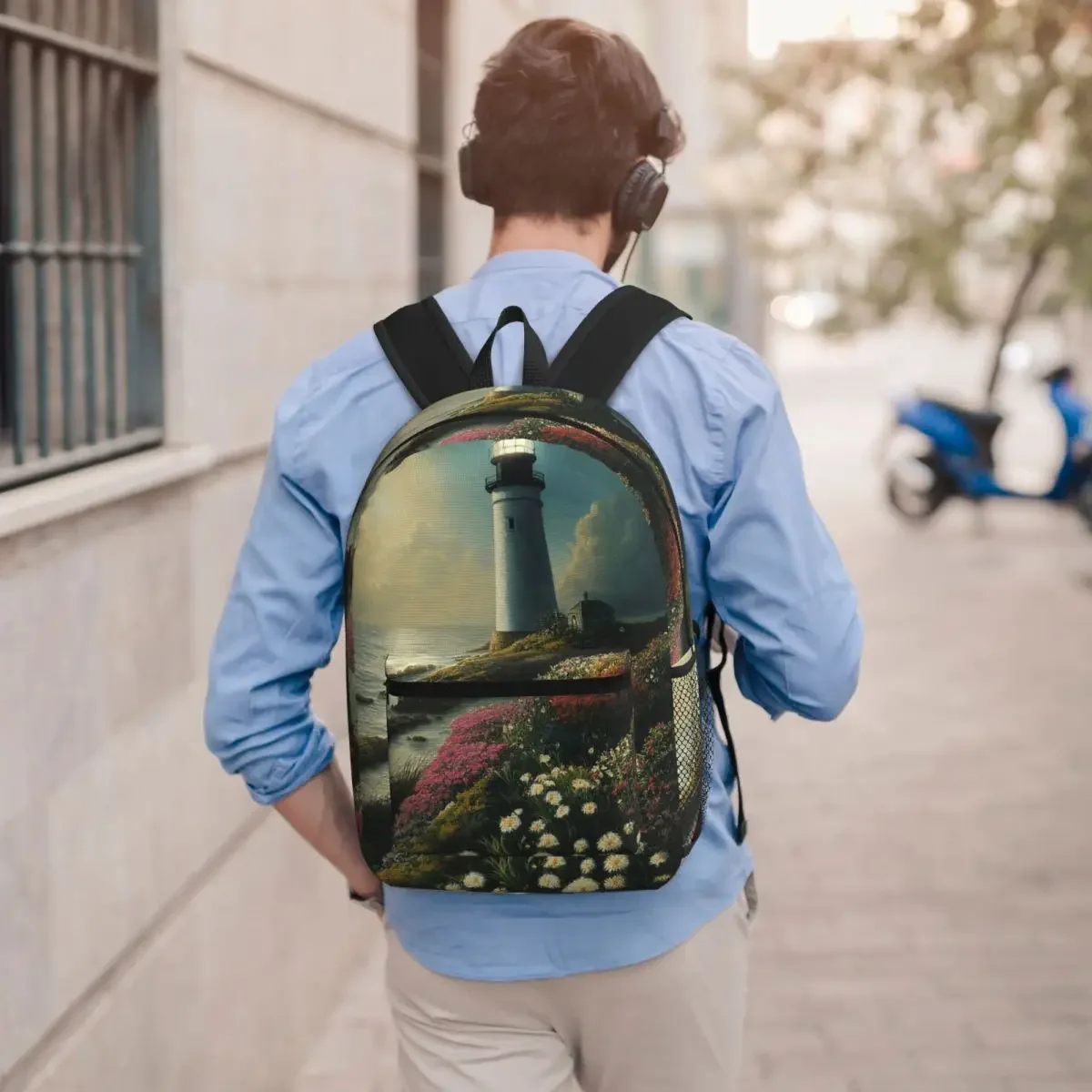 Lighthouse Garden Design Student Backpack School Bag Hiking Travel Daypack for Boys Girls Bookbag Shoulder Bags