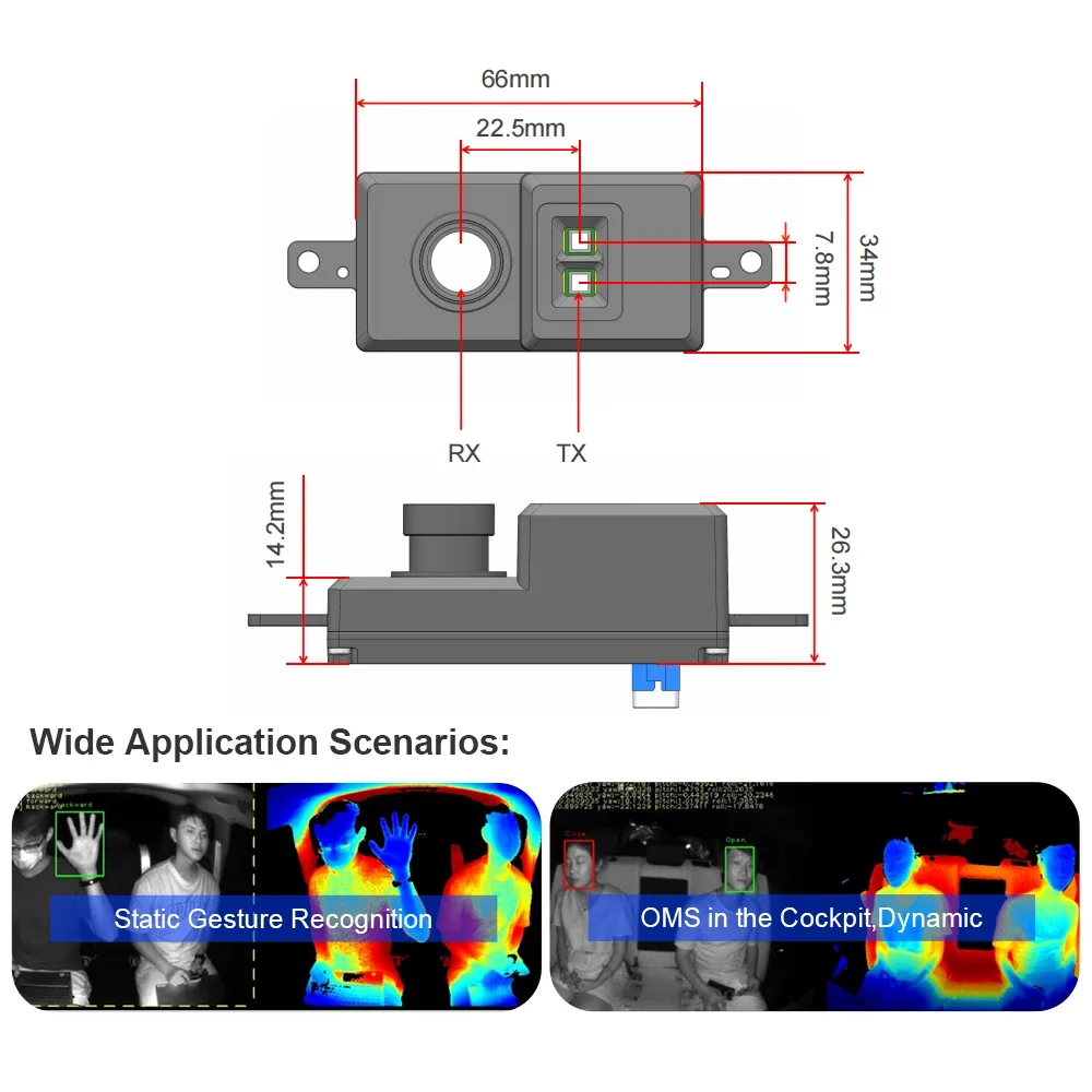 2025 Prodotti Premium Tecnologia di rilevamento della profondità Sistema di monitoraggio dell'occupante del veicolo Telecamera di profondità 3D automobilistica ad alte prestazioni wi