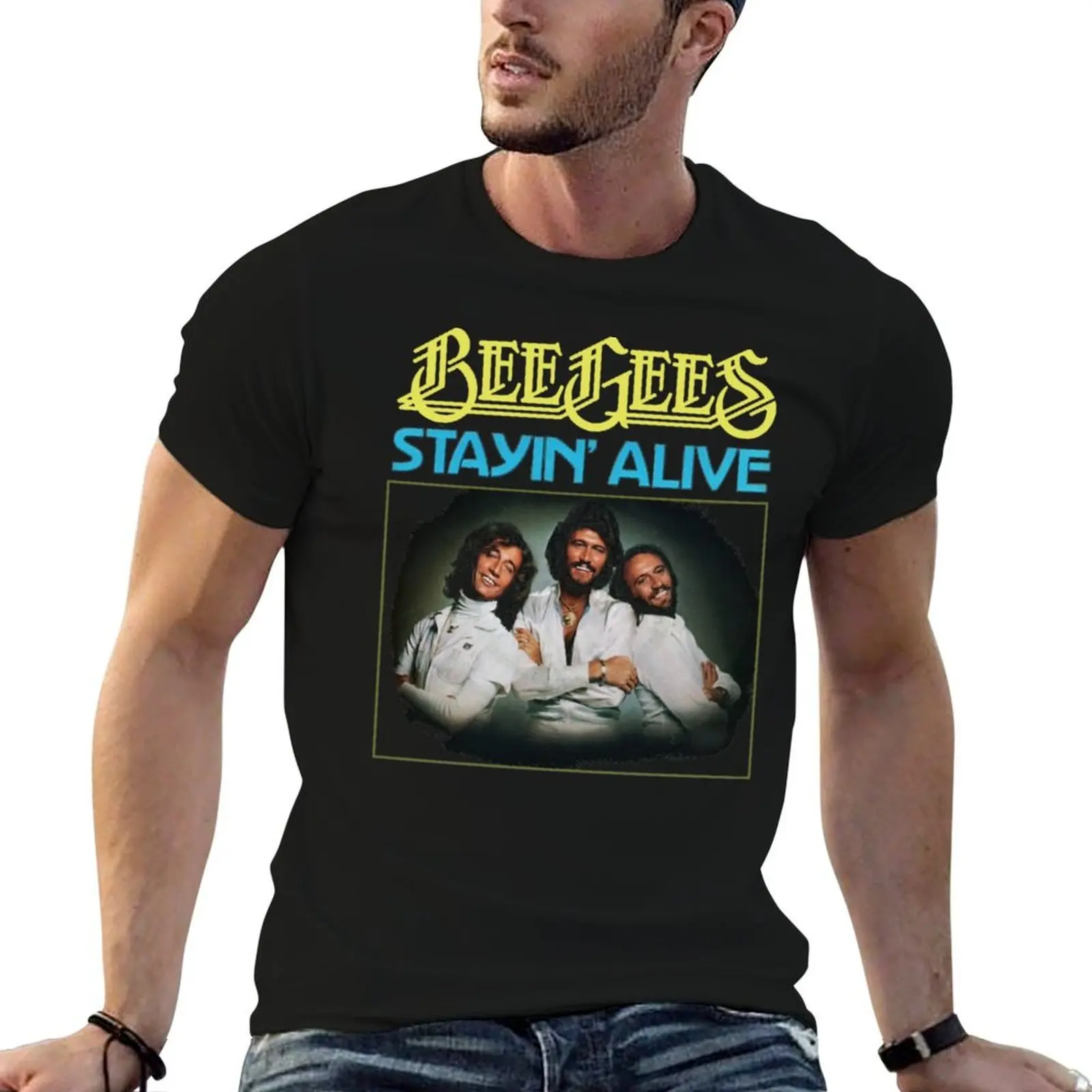 

t cotton graphic shirts Stayin shirts Alive graphic tees pack man t Gees for for T-Shirt t Band man shirt man Bee
