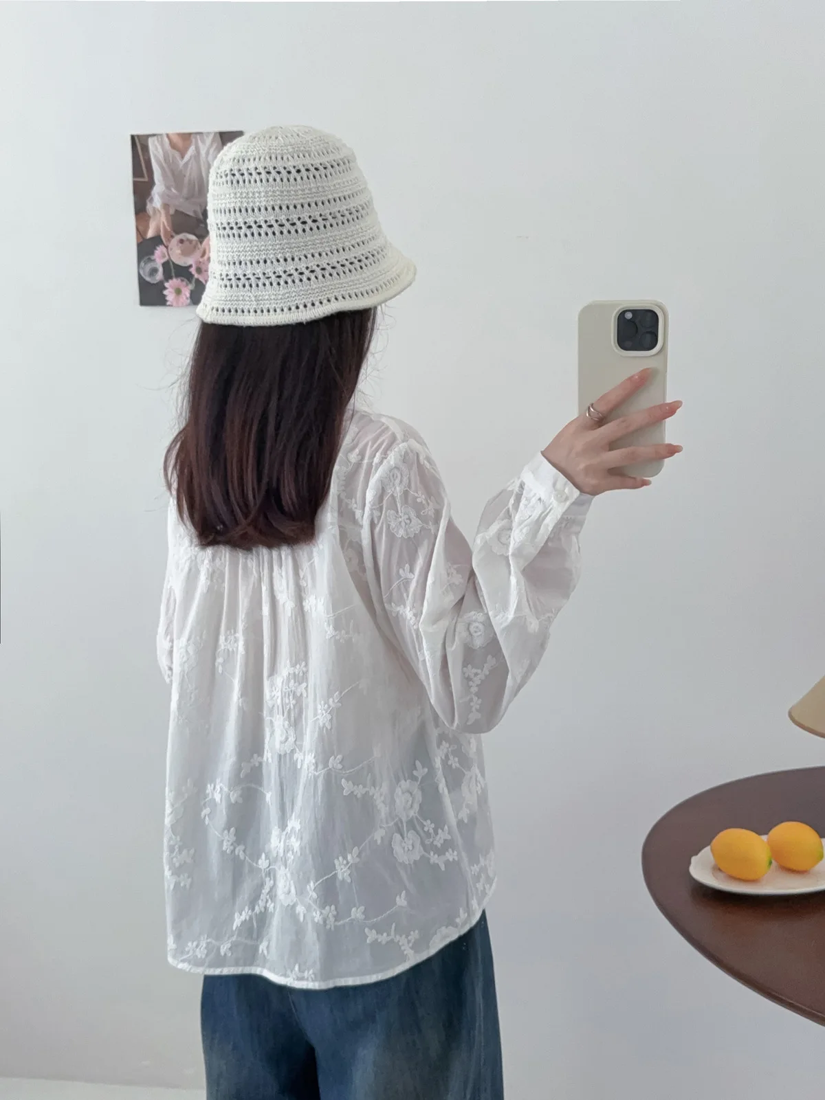 جديد 2025 الخريف قميص قطني بكم طويل ، المرأة بدوره إلى أسفل طوق التطريز ، موري فتاة الحلو البراري شيك بلوزة فضفاضة T5O455CC #6