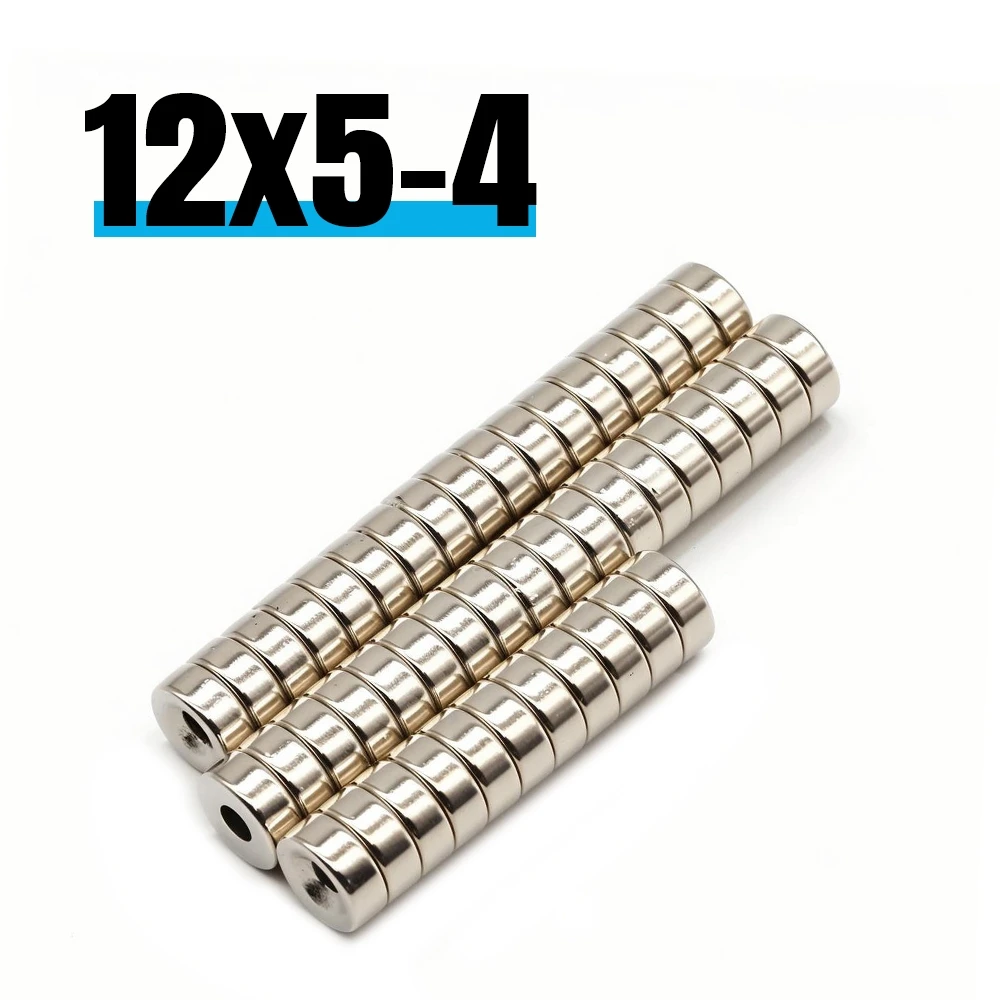 High Density Magnetic Alloy Neodymium Magnet Round Disc 12x5mm 4mm Hole Strong Suction Workshop Use Factory Positioning Garage