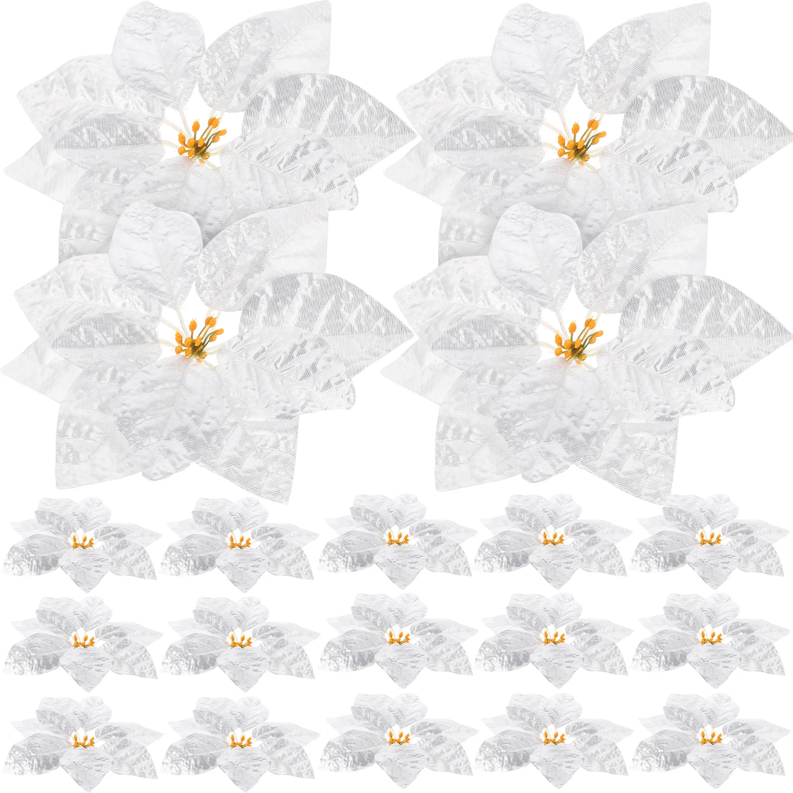 

28 Pcs Reusable Christmas Flowers Faux Poinsettia Artificial Bouquet Decorations Wall Plastic Poinsettias