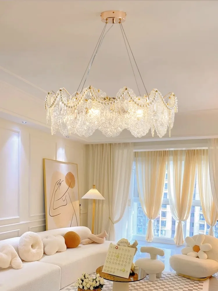 

French Luxury Crystal Chandelier Modern Minimalist Living Room Dining Bedroom Light Fixture