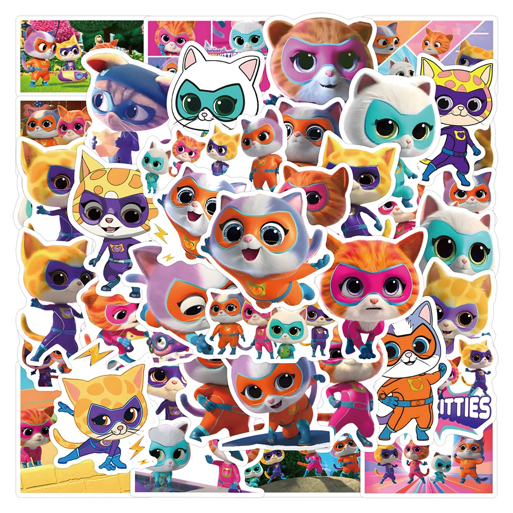 10/30/50/120pcs Super Kitties Stickers Cute Anime Cat Graffiti Sticker Skateboard Phone Helmet DIY Cartoon Waterproof Decals Toy