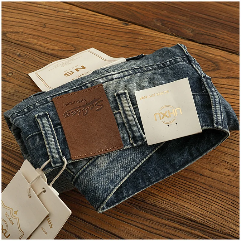 

Jeans for men, distressed, washed, repaired, tall, trendy, retro, fashionable, casual, street denim pants
