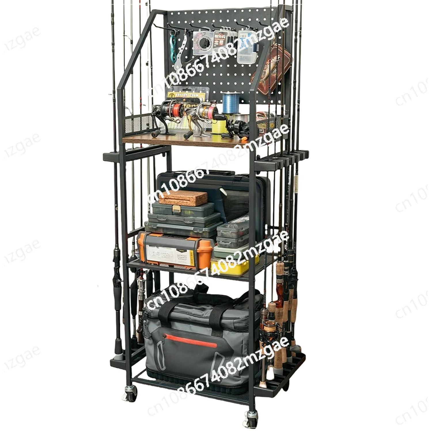 Multifunctional Fishing Rod Storage Rack Multi-layer Storage Rack Tool Fishing Tackle Box Reel Storage Fishing Cart
