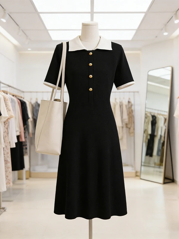 

plus Size Summer Knitted Dress Casual Loose Fit Midi Dress Trendy Simple Style for plus Size Women In-Store Available