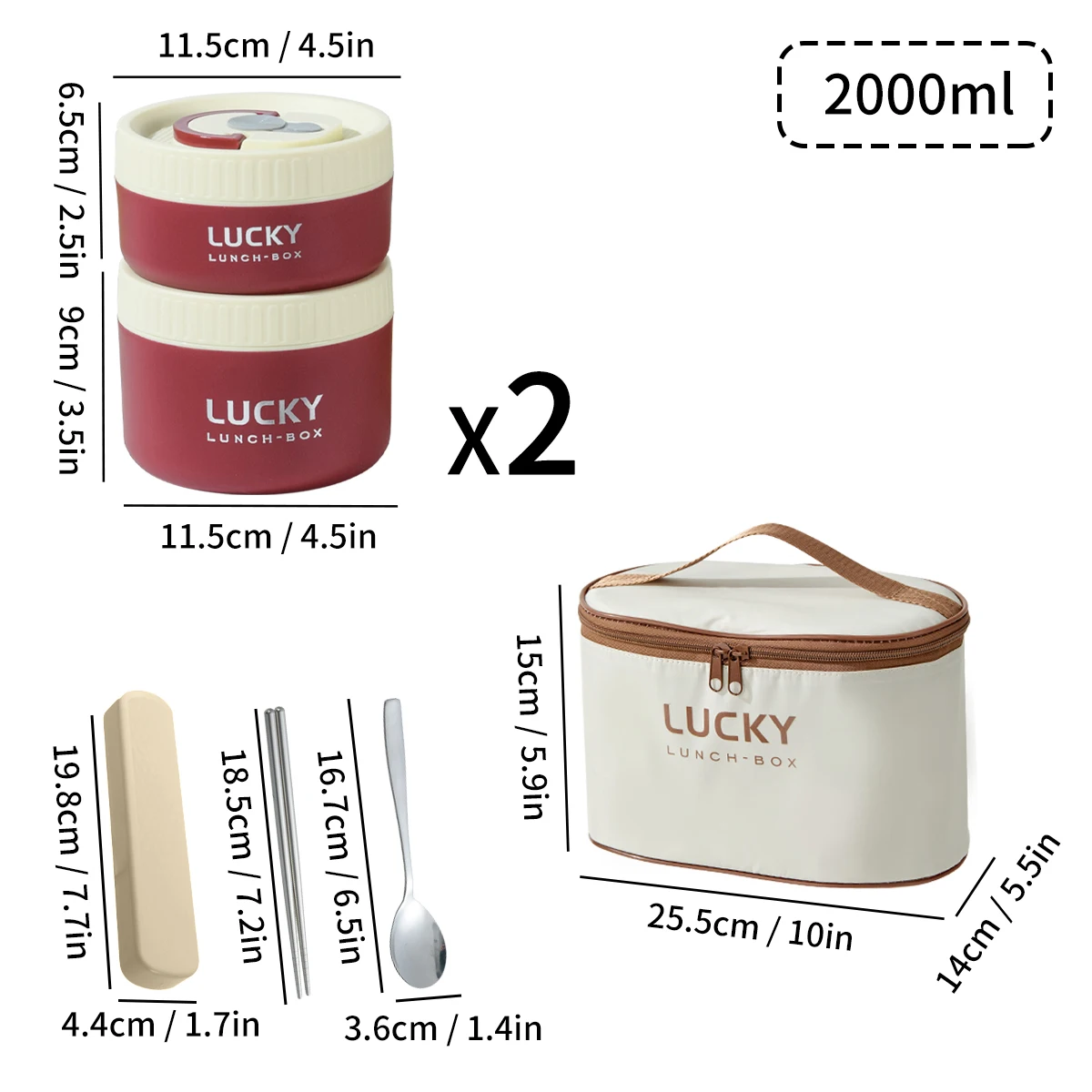 WORTHBUY Draagbare Geïsoleerde Lunchbox 304 Roestvrijstalen Bento Doos met Bestek & Thermische Zak Magnetron Lekvrije Voedselcontainer