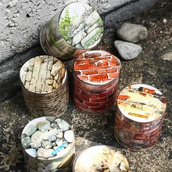 السيد ورقة، شريط لاصق PET مسار الحائط الحجري، ملصق قرطاسية دفتر القصاصات الكولاج، 200 سم/لفة