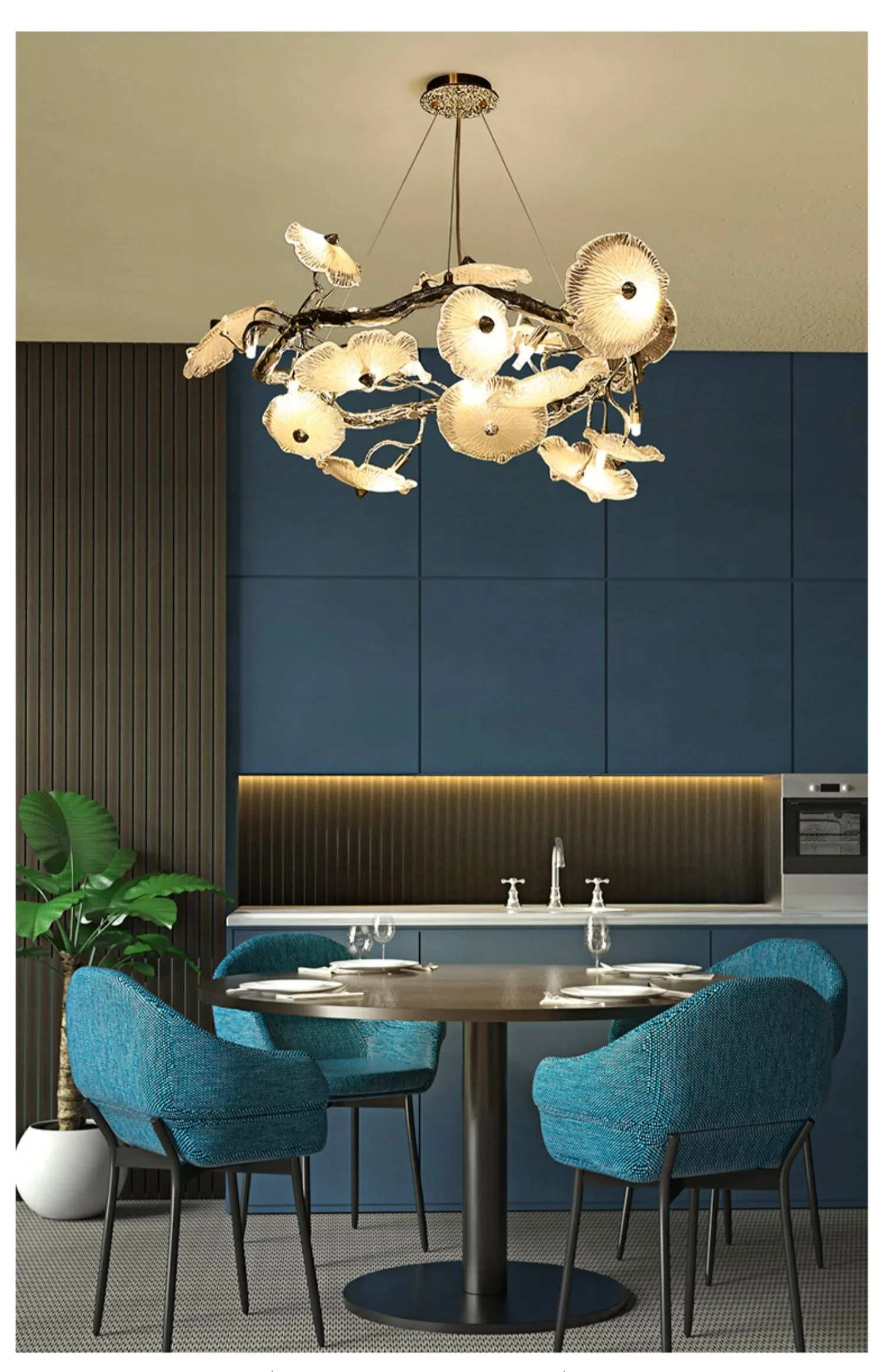 

CX157BG Modern LED Lotus Ceiling Chandeliers All Copper Luxury Villa Living Room Pendant Light Atmospheric Bar Restaurant Lights