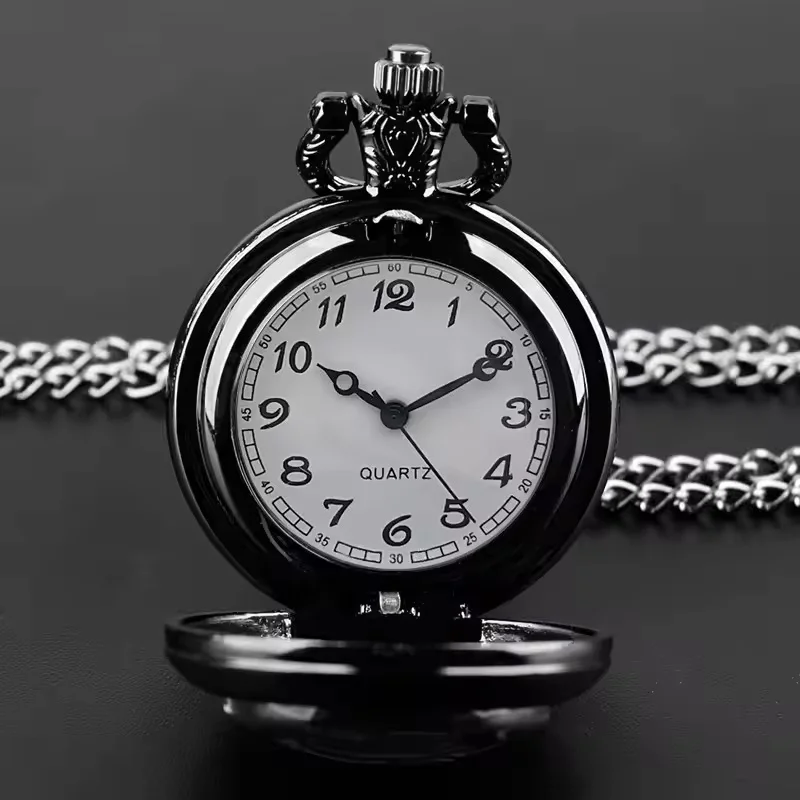 Vintage Black Motorcycle Quartz Pocket Watch, Necklace Pendant With World Time Feature, Ideal Gift For Men & Women and Kids