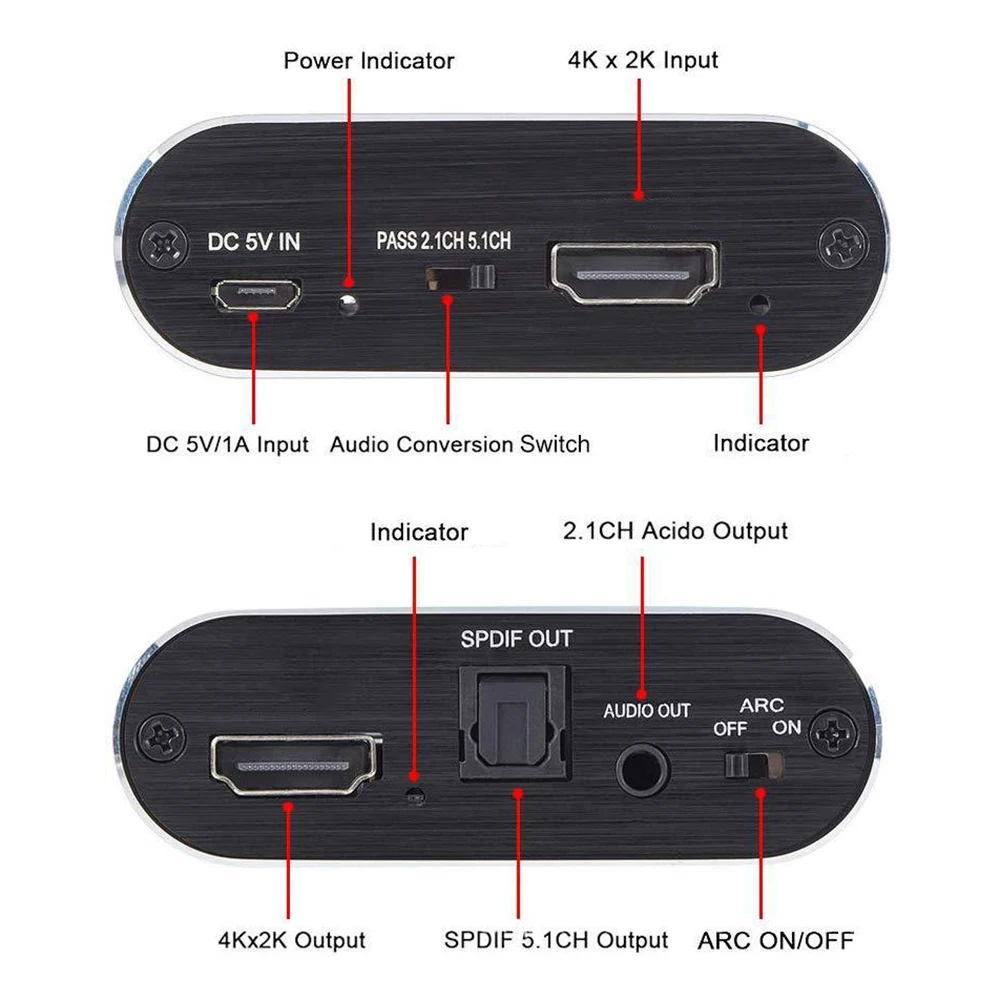 4K 60 HDMI kompatybilny z HDMI Splitter ekstraktor Audio ARC HDMI-kompatybilny 2.0 do konwerter Audio Toslink dla PS4 Xbox komputer Laptop