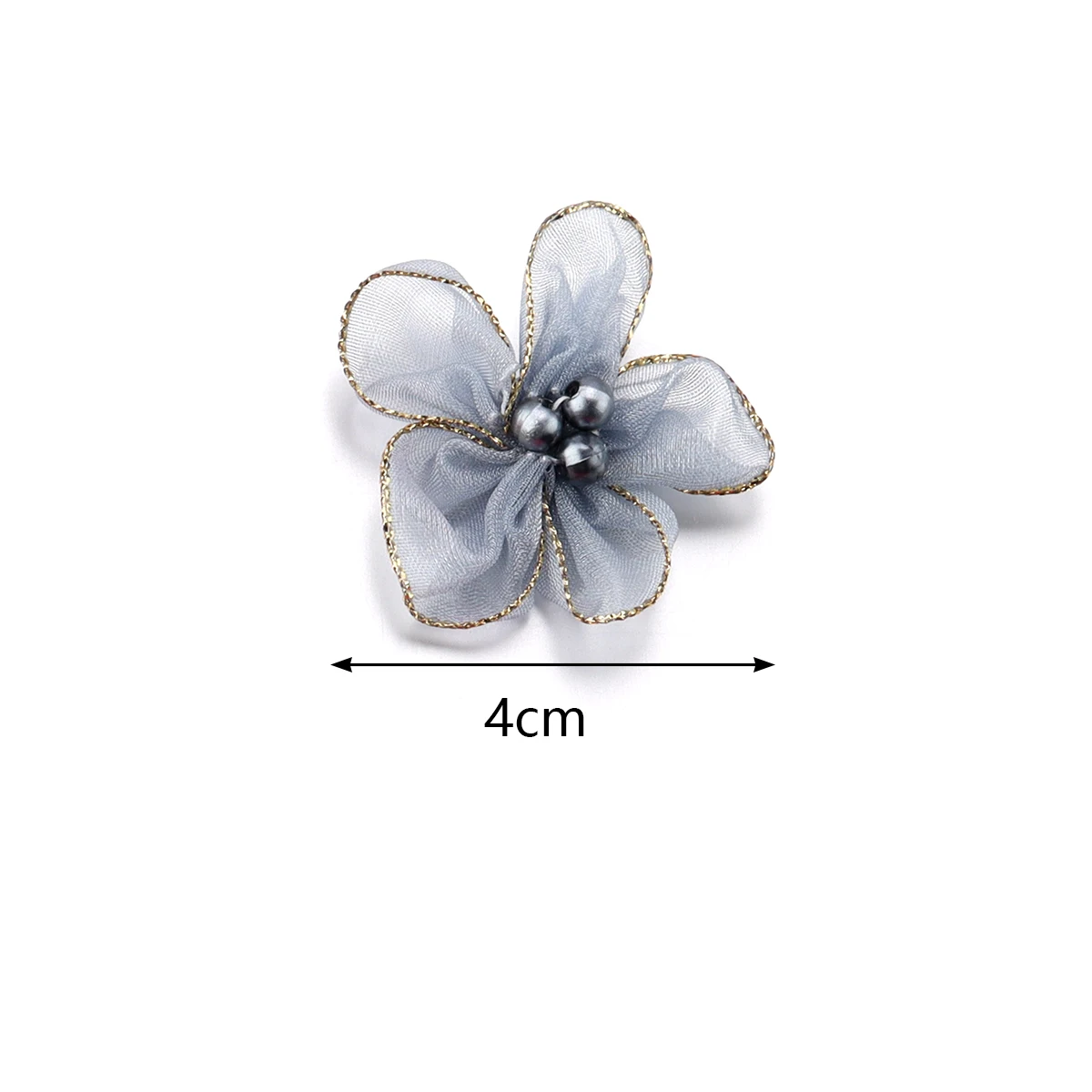 20pcs/pack Snow Gauze Fabric Flower Gold Edge Handmade Plum Blossoms for DIY Clothing Decoration Sewing Applique Accessories