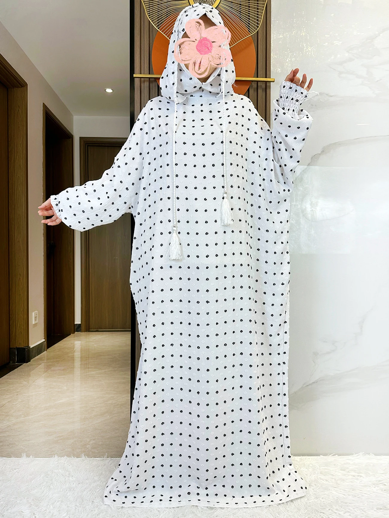 Lo último en Abaya de Ramadán para mujer, dos sombreros, Dubai, Turquía, ropa de oración islámica, vestidos de tela de algodón de lijado, caftán