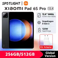 New Xiaomi Pad 6S Pro Global Version 10000mAh Battery 120W HyperCharge Snapdragon 8 Gen 2 CPU 12.4" 144Hz 3K 3048x2032 display