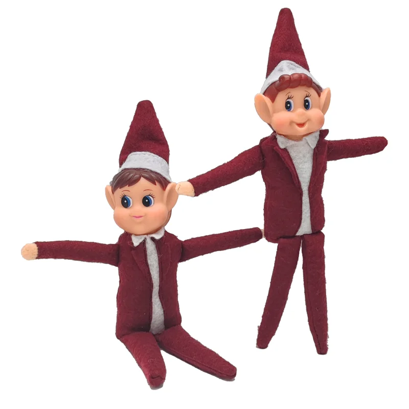 Glow Set of 2 Naughty Little Xmas Elves, Playful Elf Figure with Soft Body, Vinyl Face, Hook and Loop Grip Elves, Behavin Badly