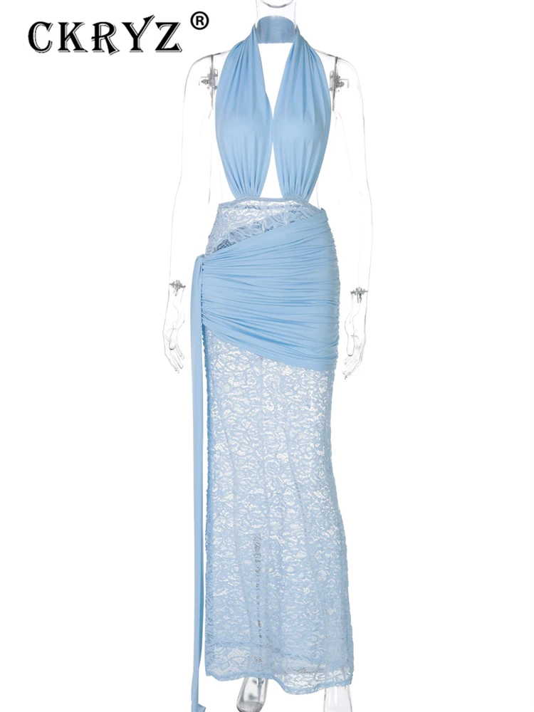 السيدات الصيف حفلة عيد ميلاد الشارع الشهير فستان المرأة موضة بلا أكمام عارية الذراعين العميق الخامس الرقبة مثير ماكسي فساتين ليلة كلوبوير #6