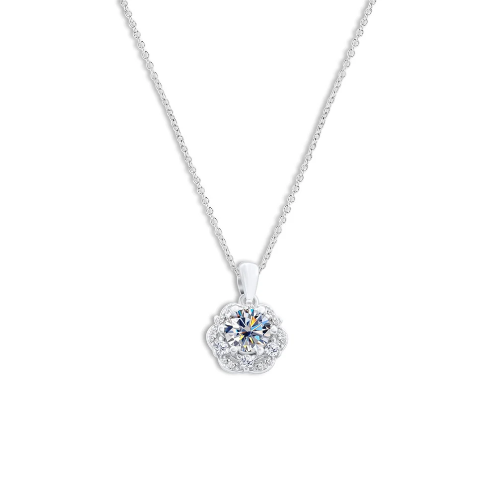 

1 Carat 6.5mm Real Moissanite Pendant Necklace For Women D color 925 Sterling Silver Fine Jewelry Lady's party gift wholesale
