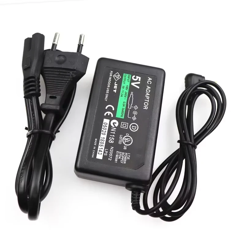 Cargador de Pared con Adaptador de Corriente y Cable de Alimentación con Enchufe Europeo para Sony PlayStation PSP Series 1000, 2000 y 3000, Compatible con Cargador de PSP