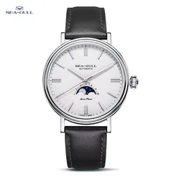 2024 New Seagull Automatic Mechanical Watch Moon Phase Leather Casual Business Wristwatch Mechanical Relojes Hombre 819.12.6136