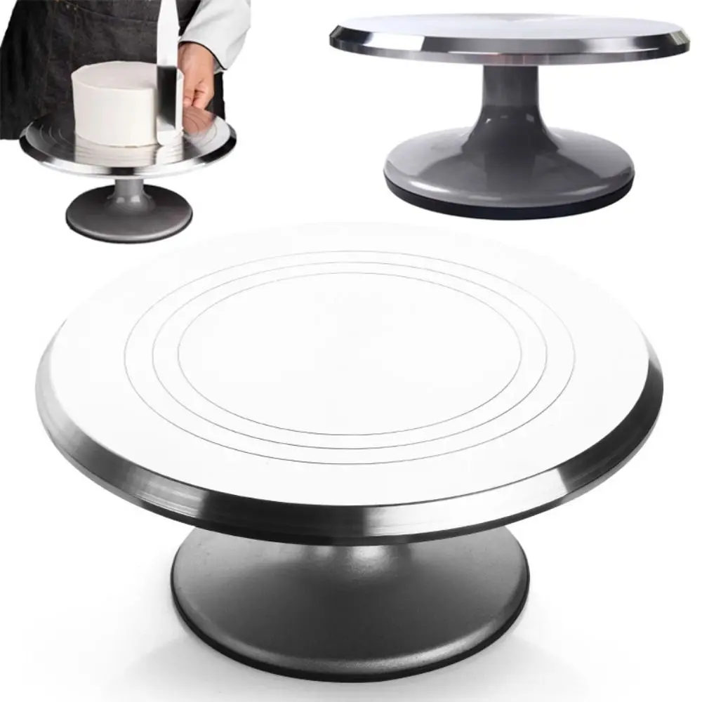 

Aluminum Alloy Cake Turntable 10inch Smooth Rotation Cake Decorating Holder Heavy Duty Silicone Bottom Revolving Dessert Stand
