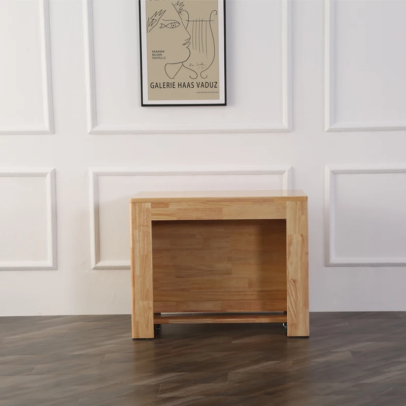 Nordic telescopic dining table solid wood household folding invisible table multi-functional space saving