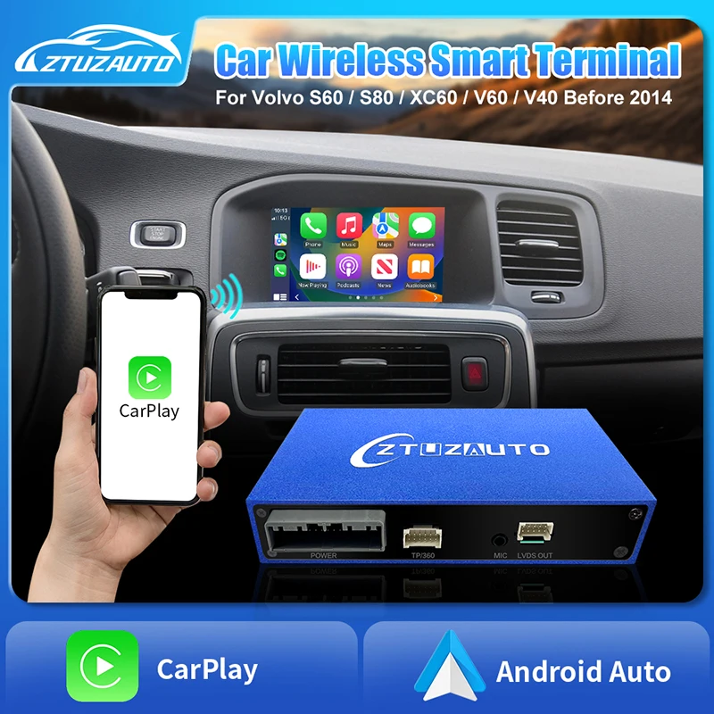 Wireless CarPlay Android Auto Box 5G Upgrade Version For Volvo V40 V60 XC60 S60 V70 XC70 S80 2010-2014 OEM Microphone Accessorie