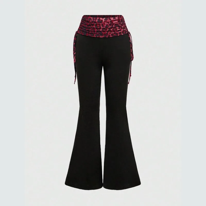 Y2K High Street Classic Aesthetics Pant Long Pants American Retro Leopard Print Splicing Hot Girl Fashion Personality Slim Pant