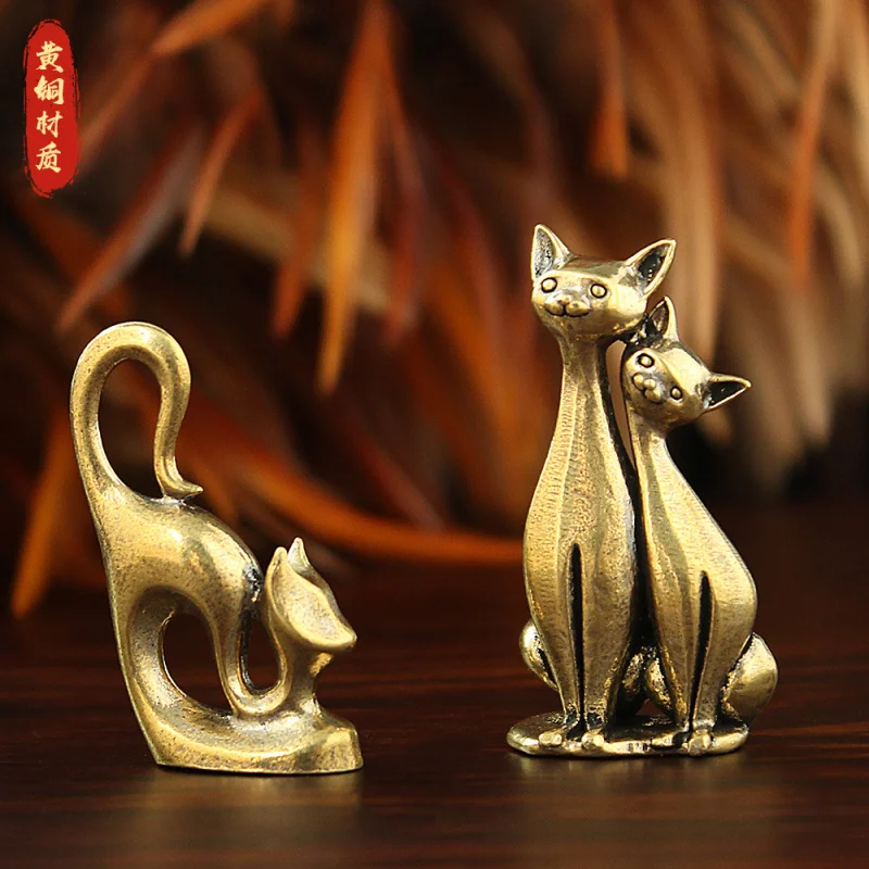 

Hot-Selling Brass European Style Ornament Simple Couple Cat Decoration Home Leisure Metal Gift
